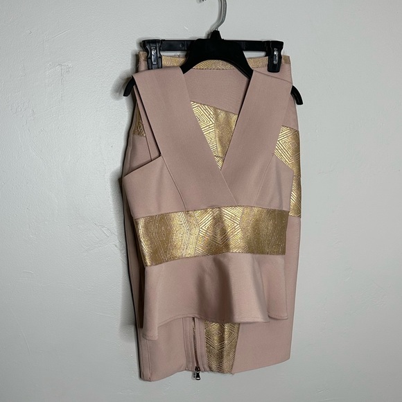 Pink & Gold Metallic Two Piece Skirt Set - Picture 2 of 8